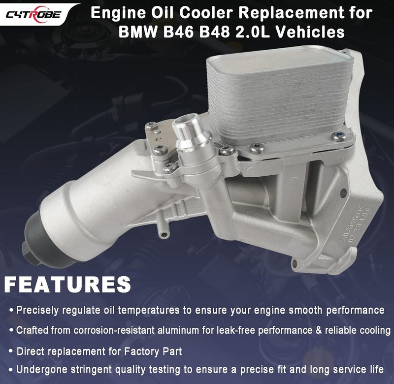 CYTROBE Upgrade Aluminum Engine Oil Cooler Filter Housing with Gasket, Bolts Compatible with 2016-2022 BMW F30 230i 330e 330i GT 430i 530i 530e 740e xDrive X3 X4 B46 B48 L4 2.0L Turbo Replace 11428596283 - Image 2